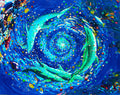 Diamond Painting Dolphin Vortex 28" x 22" (70.7cm x 55.8cm) / Square with 50 Colors including 4 ABs / 63,616