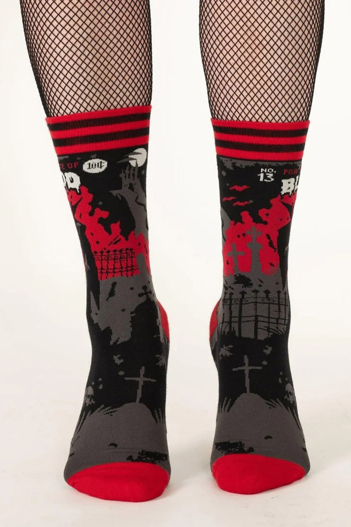 knitted soft horror dracula vampire socks