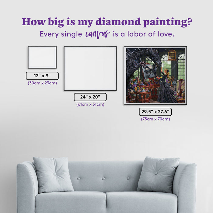 Diamond Painting Dragon Artist 29.5" x 27.6" (75cm x 70cm) / Square with 53 Colors including 3 ABs and 3 Fairy Dust Diamonds / 84,581