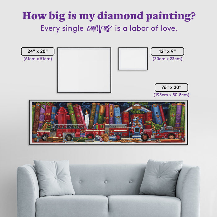 Diamond Painting Dragon Brigade 76" x 20" (193cm x 50.8cm) / Square with 61 Colors including 5 ABs and 1 Fairy Dust Diamonds / 158,100