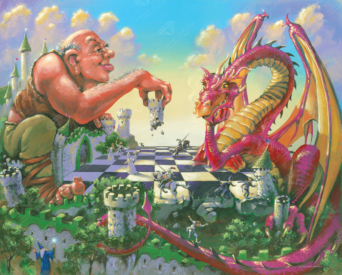 Diamond Painting Dragon Chess 31.9" x 25.6" (81cm x 65cm) / Square with 61 Colors including 4 ABs / 84,825