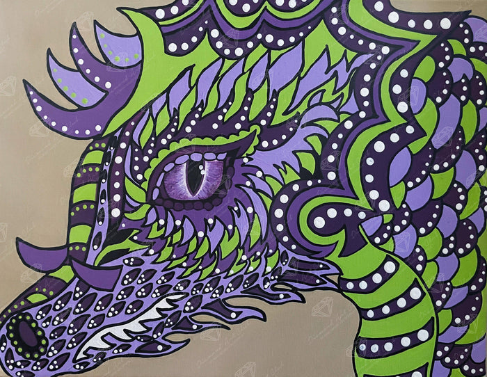 Diamond Painting Dragon Fun 22" x 17" (56cm x 43cm) / Square With 9 Colors Including 2 ABs / 37,791