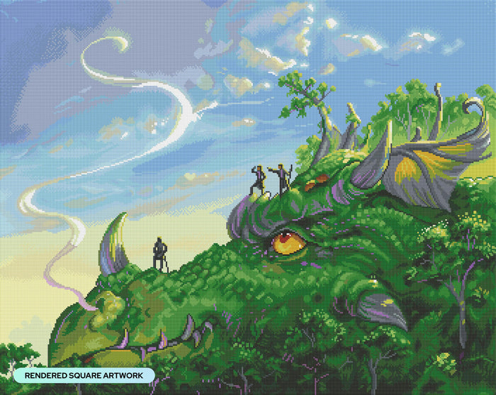 Diamond Painting Dragon Hill 34.7" x 27.6" (88cm x 70cm) / Square with 51 Colors including 3 ABs and 1 Fairy Dust Diamonds / 99,193