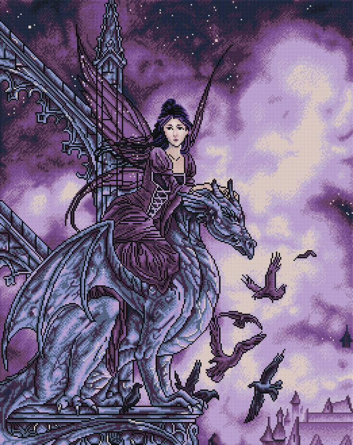Diamond Painting Dragon Sentinel 25.6" x 32.3" (65cm x 82cm) / Square with 25 Colors including 2 ABs / 85,869