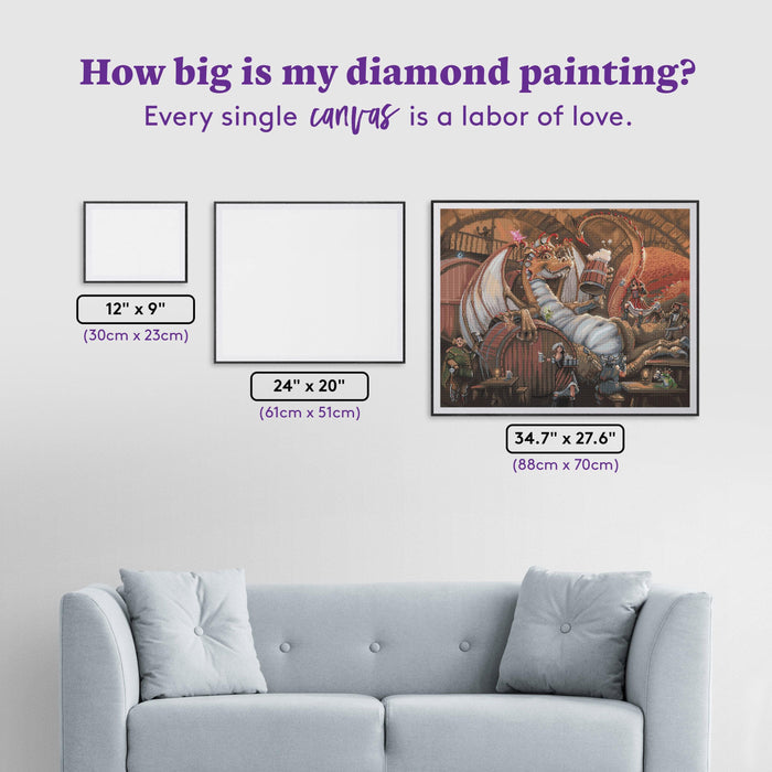 Diamond Painting Dragon with the Flagon 34.7" x 27.6" (88cm x 70cm) / Square with 61 Colors including 4 ABs and 2 Fairy Dust Diamonds / 99,193