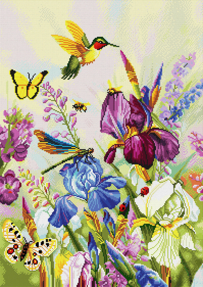 Diamond Painting Dragonflies and Hummingbirds 22" x 31" (56cm x 79cm) / Round with 59 Colors including 4 ABs / 55,919
