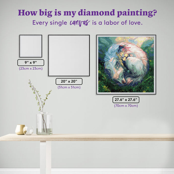 Diamond Painting Dreaming with Wolves 27.6" x 27.6" (70cm x 70cm) / Square with 66 Colors including 1 AB and 3 Fairy Dust Diamonds / 78,961