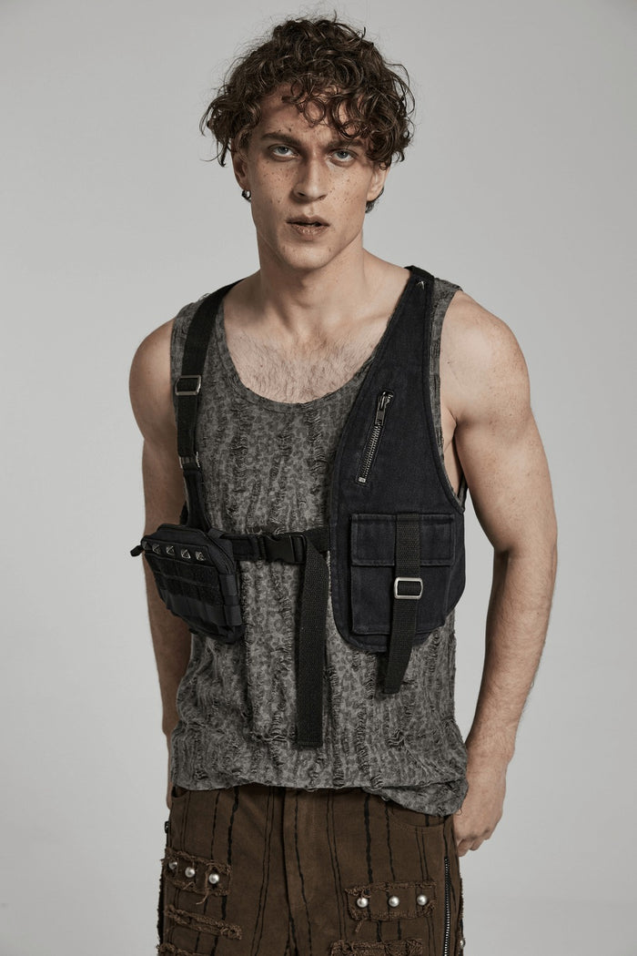 mens body chest punk harness bag