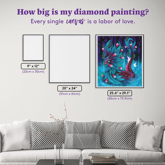 Diamond Painting Earth Dragon 25.6" x 29.1" (65cm x 73.9cm) / Square With 51 Colors Including 3 ABs and 3 Fairy Dust Diamonds / 77,517