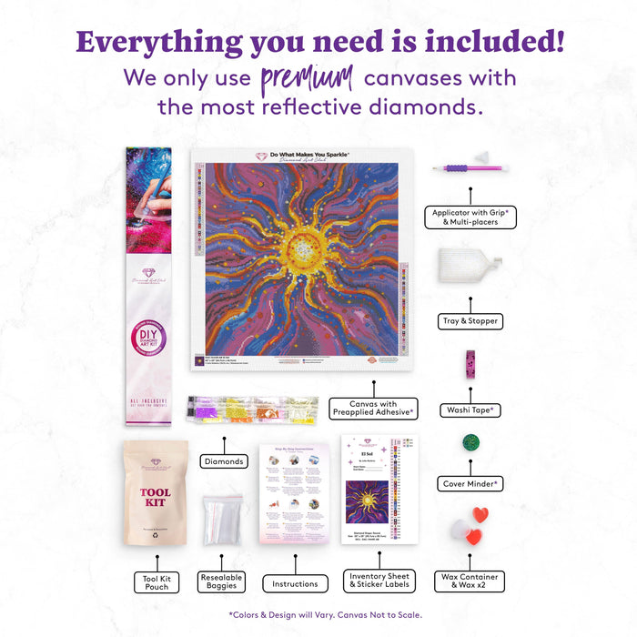Diamond Painting El Sol 20" x 20" (50.7cm x 50.7cm) / Round with 35 Colors including 5 ABs / 32,761