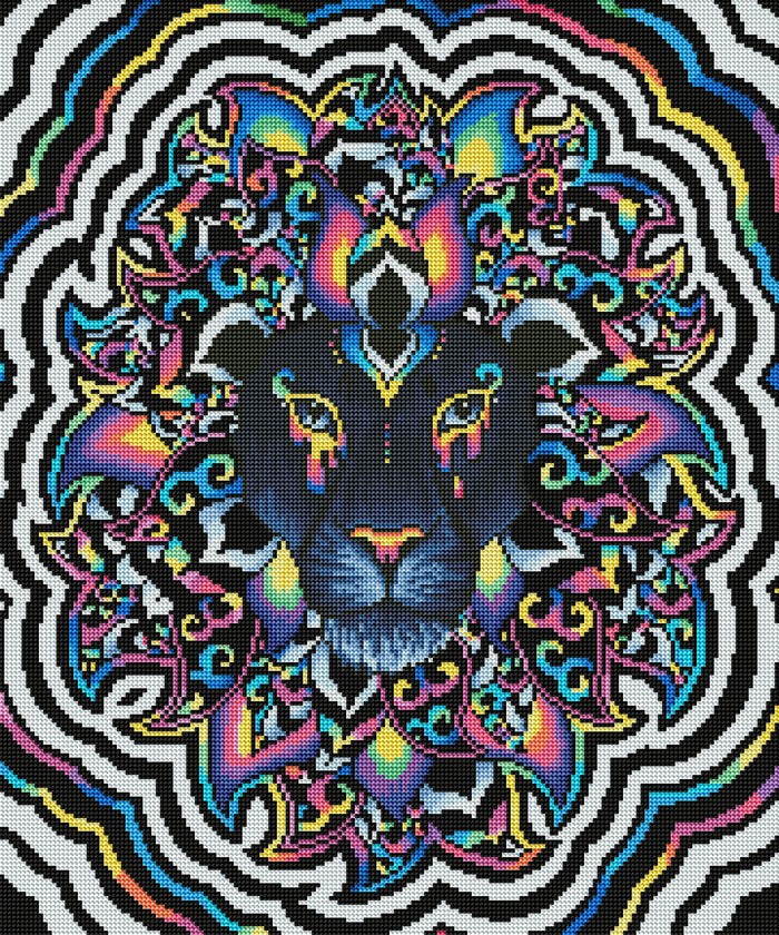 Diamond Painting Electric Lion 20" x 24″ (51cm x 61cm) / Round with 30 Colors Including 1 Glow-in-the-dark Color / 38,873