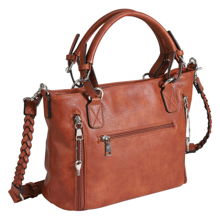 Concealed Carry Ella Tote Satchel - Designer Concealed Carry Bags for Women - YKK Locking Firearm Bag with Universal Holster - Self Defense Bags for Women - Tactical CCW Bags - Popular Conceal Carry Purse for Handgun