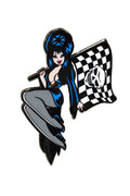 Elvira Racing Flag Skull Enamel Pin - pins & patches - VampireFreaks - Kreepsville