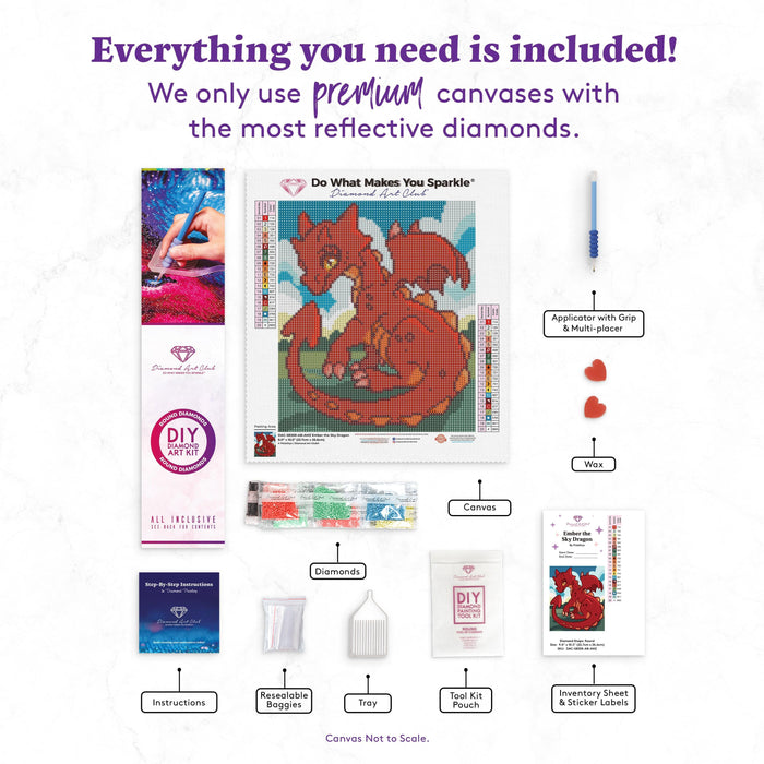 Diamond Painting Blind Kit 9" x 10.5" (22.7cm x 26.6cm) / Round With 20 Colors Including 3 ABs / 7,695