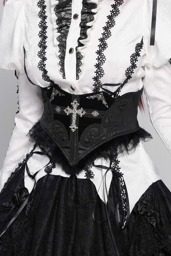 gothic cross underbust corset