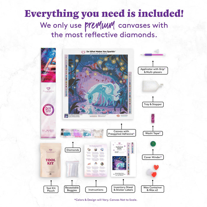 Diamond Painting Enchanted Forest 17" x 17" (42.6cm x 42.6cm) / Round with 44 Colors including 3 ABs and 1 Special Diamond / 23,040