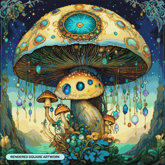 Diamond Painting Enchanted Mushroom 27.6" x 27.6" (69.9cm x 69.9cm) / Square With 64 Colors Including 1 AB and 3 Fairy Dust Diamonds / 78,961