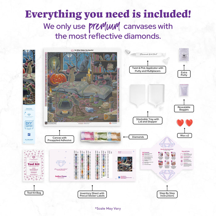 Diamond Painting Endless Cheese 27.6" x 27.6" (69.9cm x 69.9cm) / Square with 83 Colors including 3 ABs and 5 Fairy Dust Diamonds / 78,961