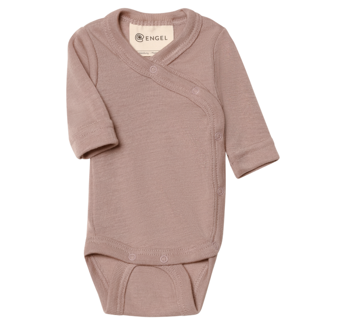 Engel | Wikkelromper van wol en zijde | Dusty rose