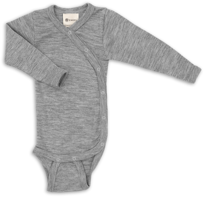 Engel | Wikkelromper van wol en zijde | Light grey melange