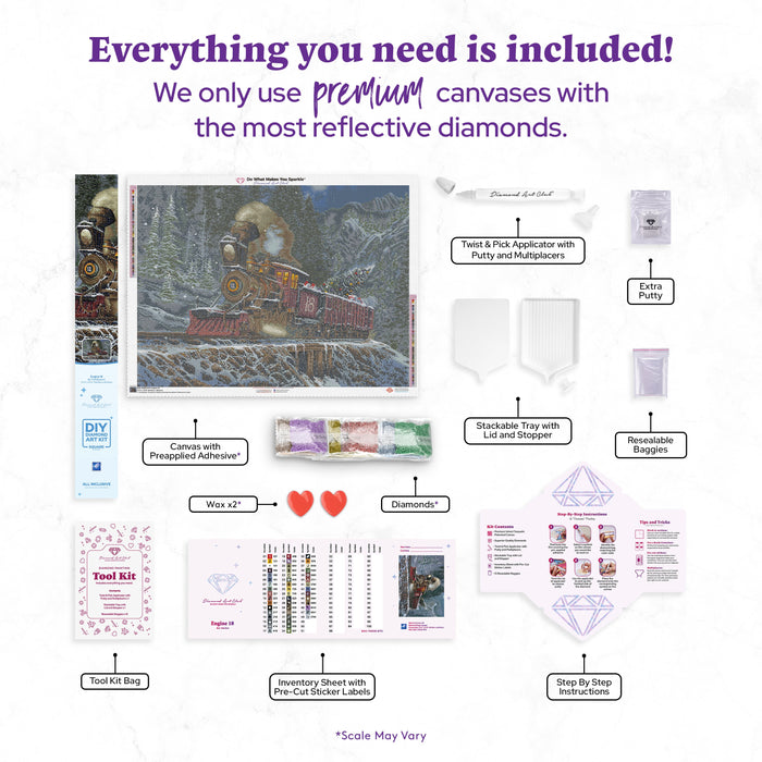 Diamond Painting Engine 18 37.4" x 27.6" (94.8cm x 69.9cm) / Square with 48 Colors including 3 ABs and 1 Fairy Dust Diamond / 107,061