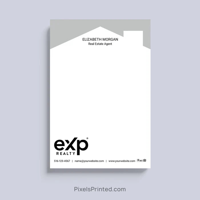 eXp Realty realtor notepad with house roof design and personalized branding