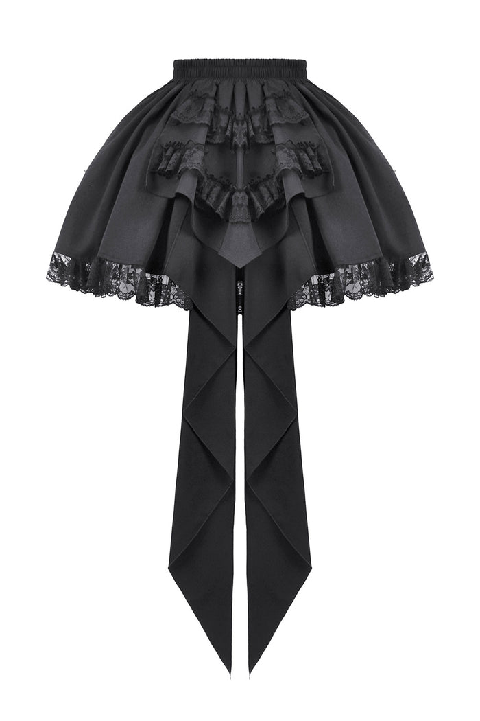 womens draped layered ruffled skirt with attached train in the back