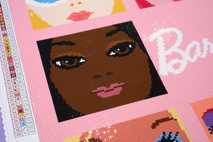 Diamond Painting Faces of Barbie 20" x 20" (50.8cm x 50.8cm) / Square with 49 Colors including 3 ABs and 1 Fairy Dust Diamond / 41,616