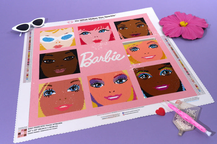 Diamond Painting Faces of Barbie 20" x 20" (50.8cm x 50.8cm) / Square with 49 Colors including 3 ABs and 1 Fairy Dust Diamond / 41,616