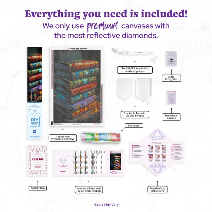 Diamond Painting Fairy Tales 22" x 34" (55.8cm x 85.6cm) / Square with 69 Colors including 2 ABs and 1 Electro Diamond and 2 Fairy Dust Diamonds / 77,056