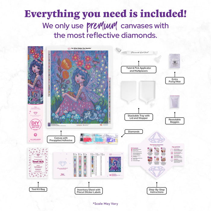 Diamond Painting Fairy 22" x 28" (55.8cm x 70.6cm) / Round with 66 Colors including 3 ABs and 3 Fairy Dust Diamonds / 50,148