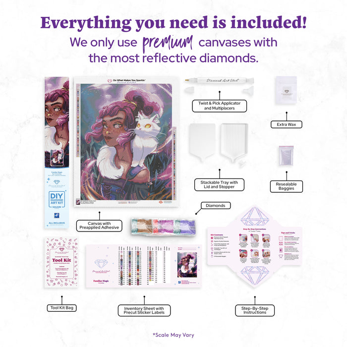 Diamond Painting Familiar Magic 19.5" x 24.7" (49.6cm x 62.8cm) / Square with 66 Colors including 2 ABs and 2 Fairy Dust Diamonds / 50,148