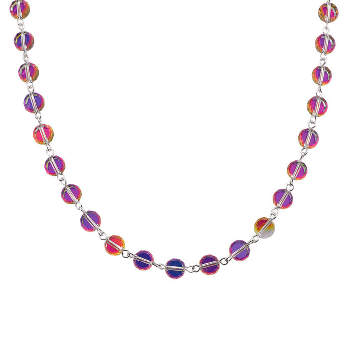 Fantasia 8mm Beaded Necklace (Sterling Silvertone/Mystic Iridis)