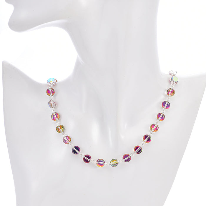 Fantasia 8mm Beaded Necklace (Sterling Silvertone/Mystic Iridis)