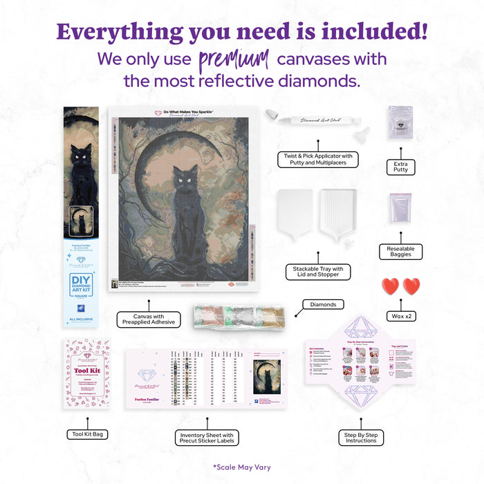 Diamond Painting Fearless Familiar 20" x 25" (50.8cm x 63.7cm) / Square with 32 Colors including 3 AB Diamonds and 1 Fairy Dust Diamonds / 52,224