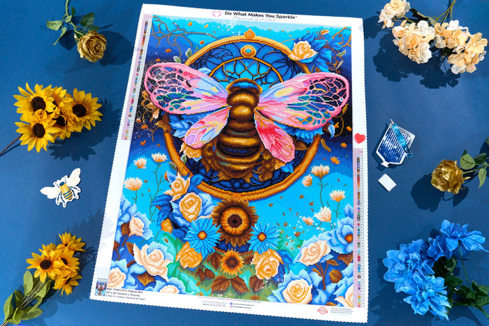 Diamond Painting Filigree Bee 22" x 29" (55.8cm x 73.4cm) / Square With 57 Colors Including 2 ABs and 3 Fairy Dust Diamonds / 66,080