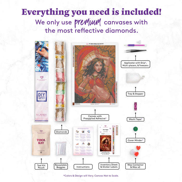 Diamond Painting Fire Opal 22" x 31" (56cm x 79cm) / Square With 44 Colors Including 2 ABs and 1 Electro Diamonds / 70,784