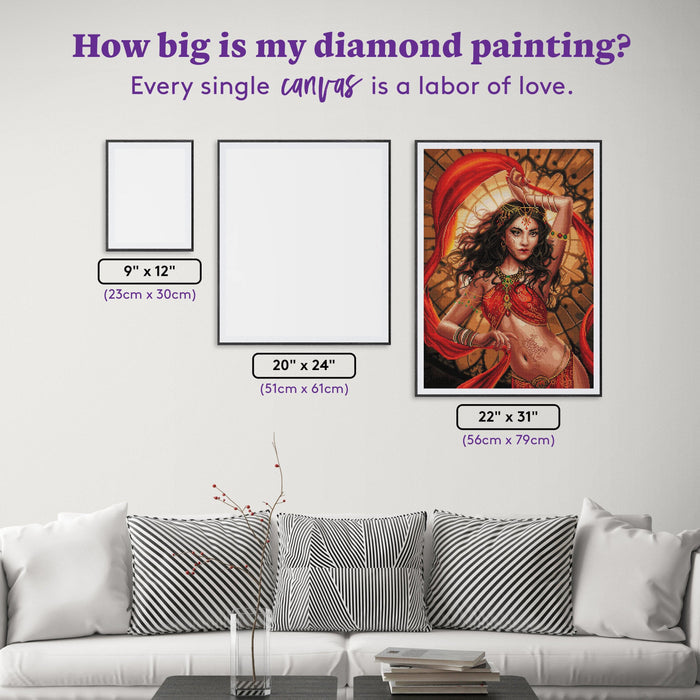 Diamond Painting Fire Opal 22" x 31" (56cm x 79cm) / Square With 44 Colors Including 2 ABs and 1 Electro Diamonds / 70,784