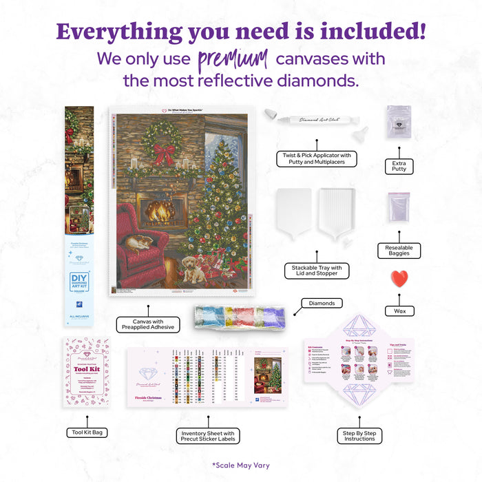 Diamond Painting Fireside Christmas 27.6" x 36.6" (70cm x 93cm) / Square with 60 Colors including 3 AB and 2 Fairy Dust Diamonds / 104,813