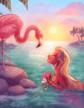 Diamond Painting Flamingo Sunset 22" x 28" (55.6cm x 70.7cm) / Round with 76 Colors including 1 AB and 4 Fairy Dust Diamonds / 51,914