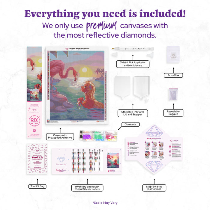 Diamond Painting Flamingo Sunset 22" x 28" (55.6cm x 70.7cm) / Round with 76 Colors including 1 AB and 4 Fairy Dust Diamonds / 51,914