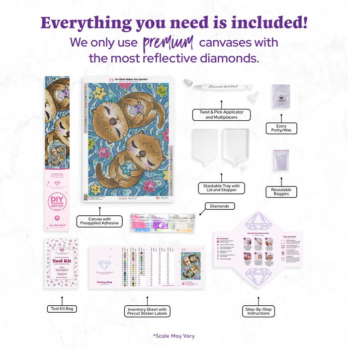 Diamond Painting Floating Along 20" x 28" (51cm x 71cm) / Round with 46 Colors including 6 ABs / 45,612