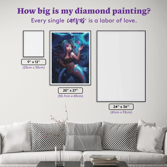 Diamond Painting Flower Mermaid 20" x 27" (50.7cm x 69cm) / Round with 56 Colors including 2 ABs and 2 Fairy Dust Diamonds / 44,526