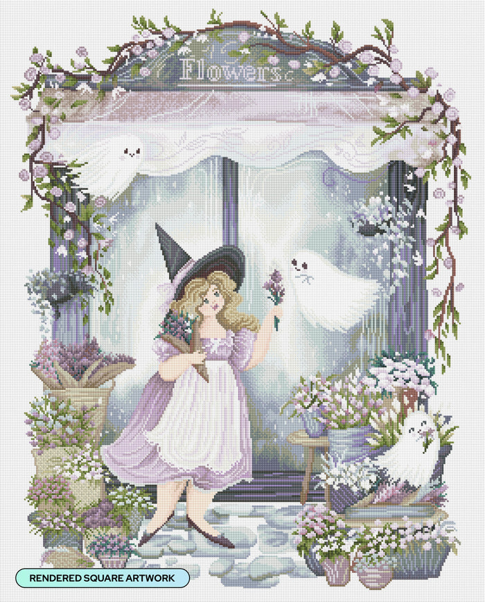 Diamond Painting Flower Shop Ghosts 27.6" x 34.3" (69.9cm x 86.9cm) / Square with 52 Colors including 2 ABs and 2 Fairy Dust Diamonds / 98,069