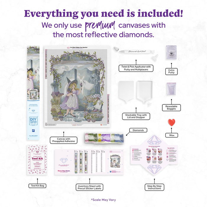 Diamond Painting Flower Shop Ghosts 27.6" x 34.3" (69.9cm x 86.9cm) / Square with 52 Colors including 2 ABs and 2 Fairy Dust Diamonds / 98,069