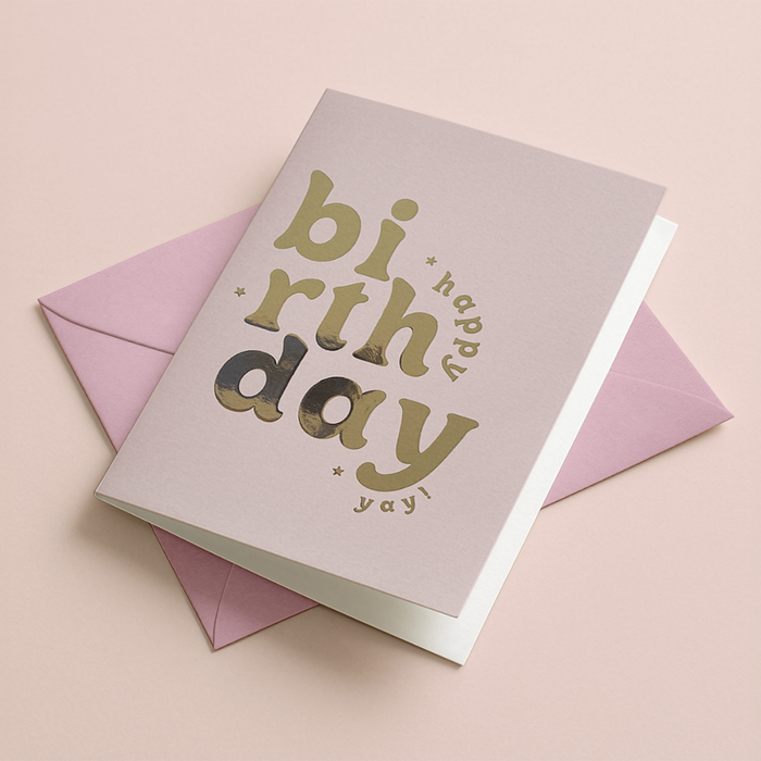 Foil Pink Happy Birthday Card | Add On