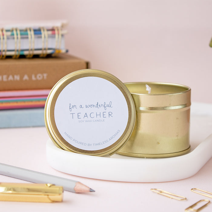 For A Wonderful Teacher Tin Candle
