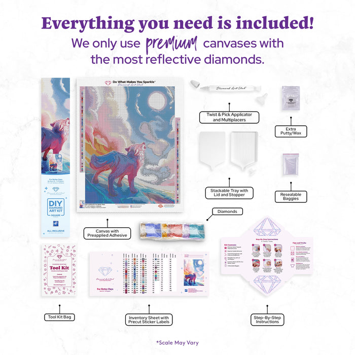 Diamond Painting For Better Days 17" x 22" (42.8cm x 55.8cm) / Square With 62 Colors Including 4 ABs and 2 Fairy Dust Diamonds / 38,528