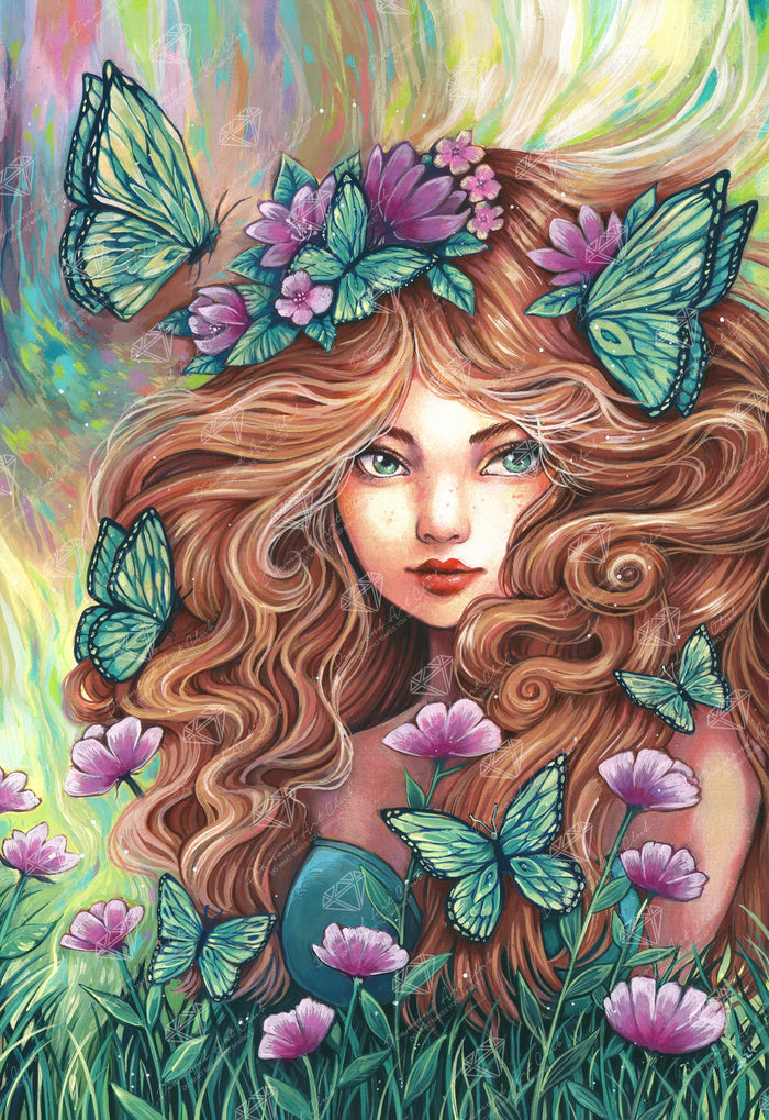 Diamond Painting Forest Spirit 22" x 32" (55.6cm x 80.9cm) / Round with 74 Colors including 2 ABs and 2 Fairy Dust Diamonds / 59,388