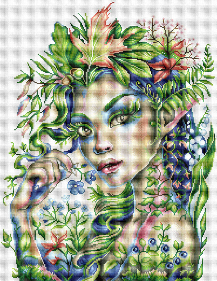 Diamond Painting Forest Sprite 20" x 26″ (51cm x 66cm) / Square with 56 Colors including 4 ABs / 52,461